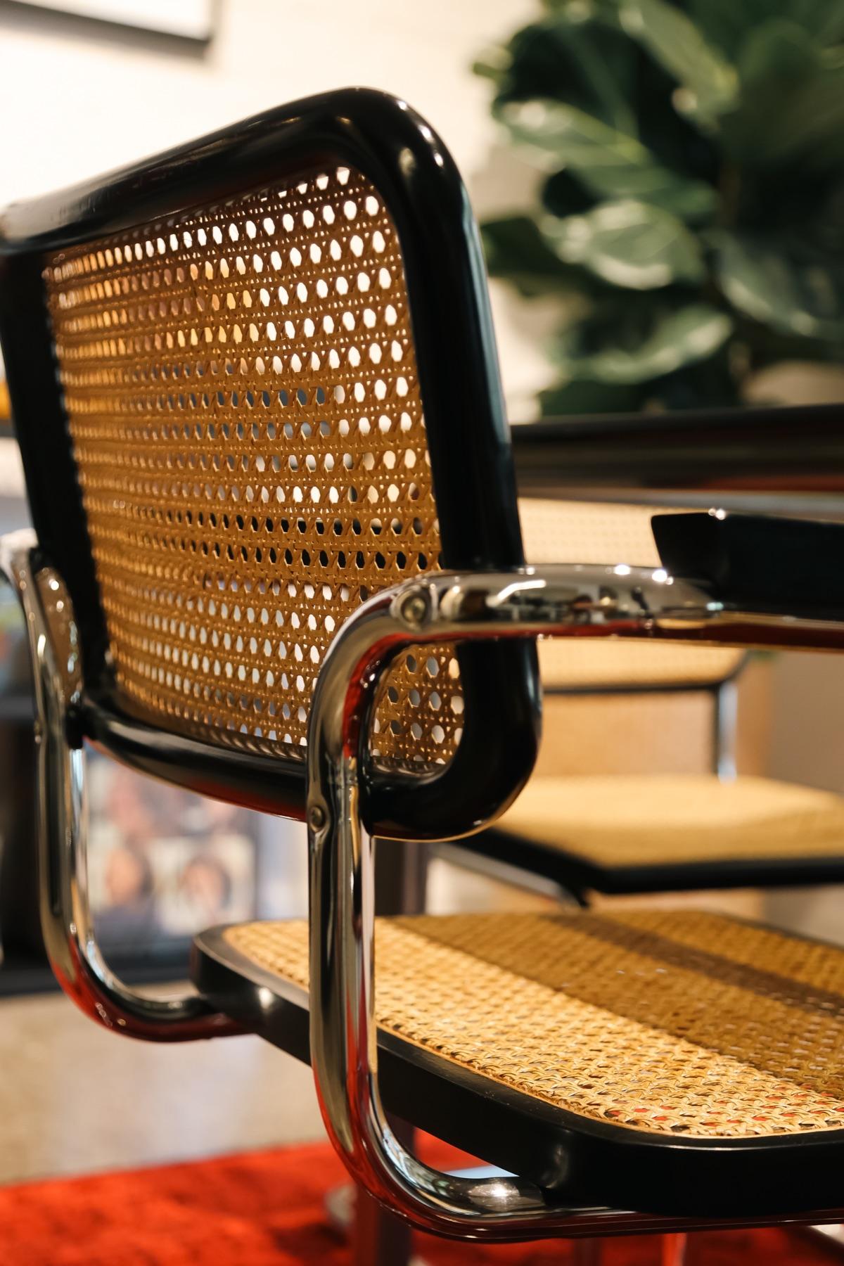 Detail of a cane Cesca chair